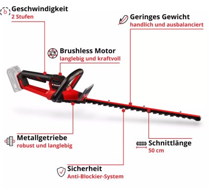 Preview: Einhell PROFESSIONAL Akku-Heckenschere GP-CH 18/50 Li BL-Solo, 3410950